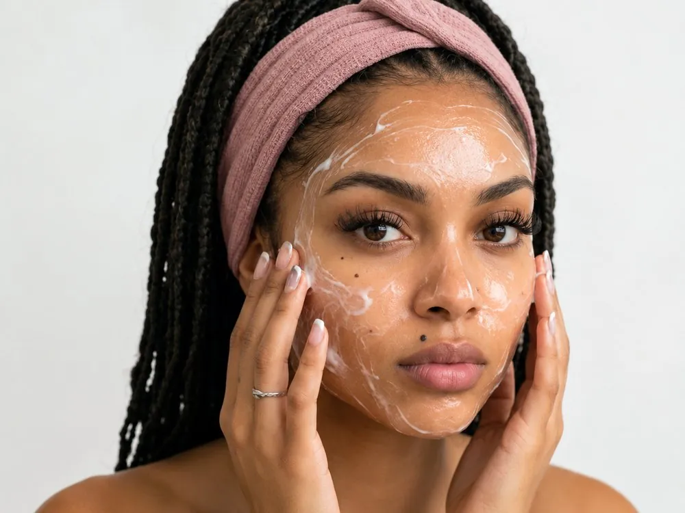 Soin du visage : application d’un masque nettoyant